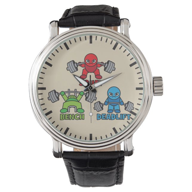 Powerlift Kawaii - Squat, Bench Press, Deadlift Armbanduhr (Vorderseite)