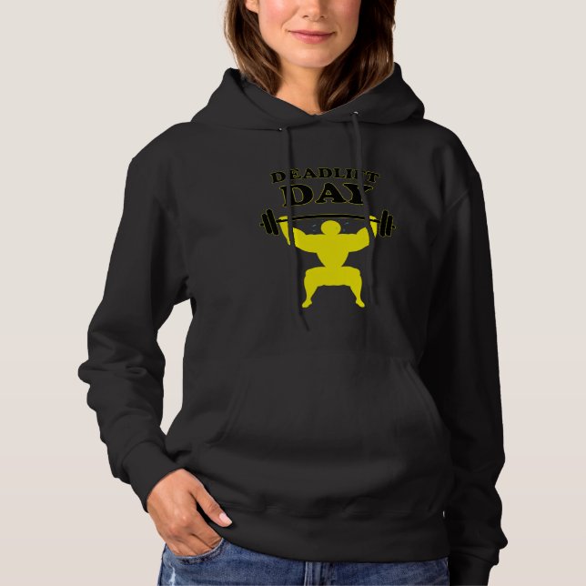 Powerlifting Deadlift Day Funny Saying Gym Barbell Hoodie (Vorderseite)