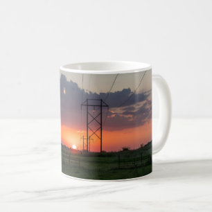Powerline Sunset Landscape Coffee Tasse
