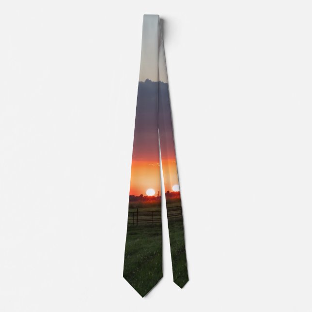 Powerline Sunset Landscape Neck Tie Krawatte (Vorderseite)