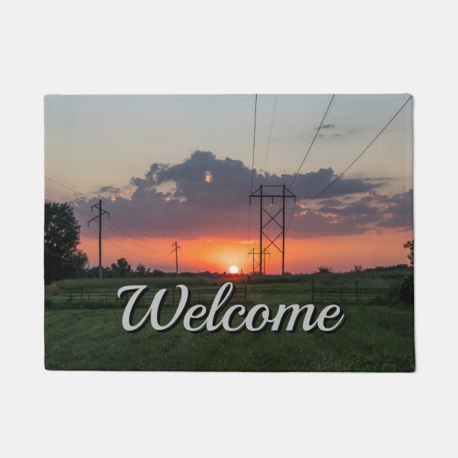 Powerline Sunset LandsWelcome Doormat Fußmatte (Vorderseite)