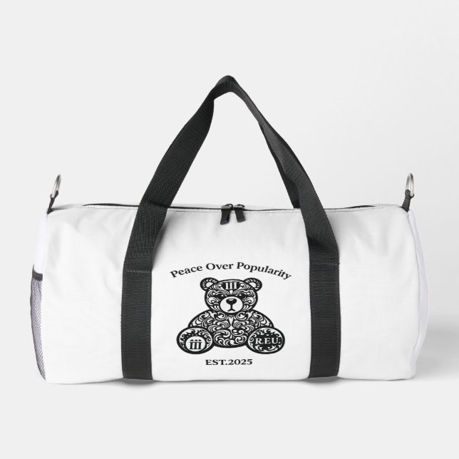 PowerOf3Brand “Peace Over Popularity” Small Duffle Bag (Rückseite)