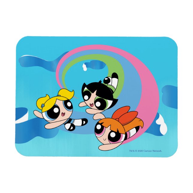 Powerpuff Girls fliegen durch den Himmel Magnet (Horizontal)