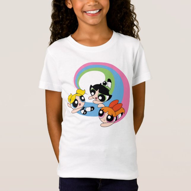 Powerpuff Girls fliegen durch den Himmel T-Shirt (Vorderseite)