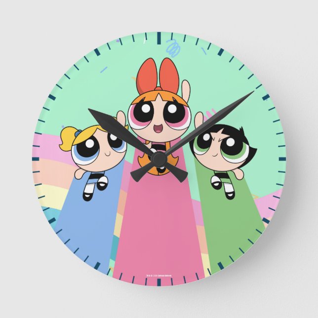 Powerpuff Girls Fly High Runde Wanduhr (Vorderseite)