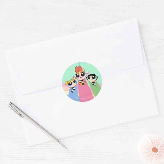 Powerpuff Girls Fly High Runder Aufkleber (Umschlag)