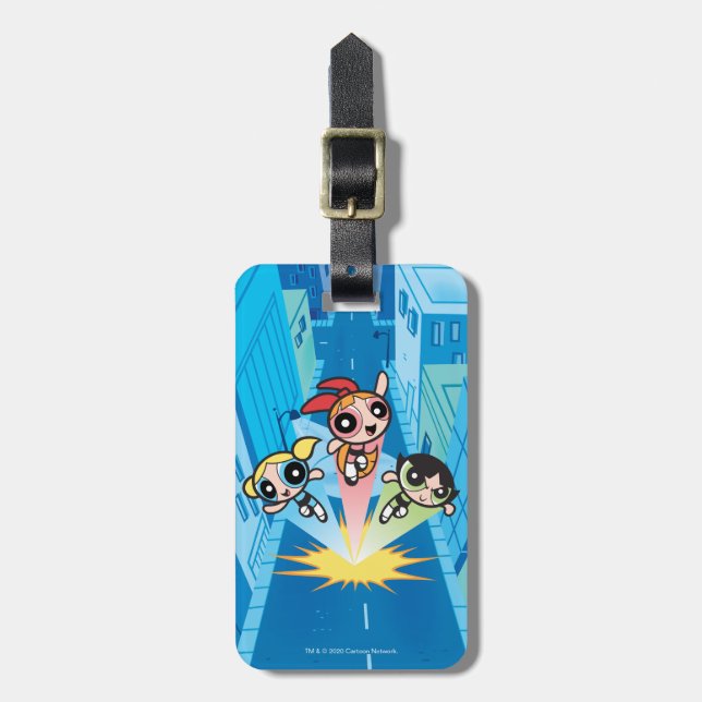 Powerpuff Girls starten in die Luft Gepäckanhänger (Vorderseite vertikal)