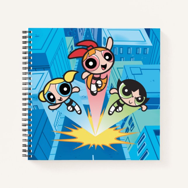 Powerpuff Girls starten in die Luft Notizbuch (Vorderseite)