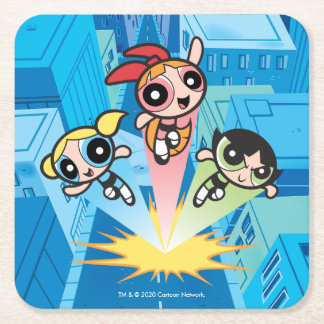 Powerpuff Girls starten in die Luft Rechteckiger Pappuntersetzer