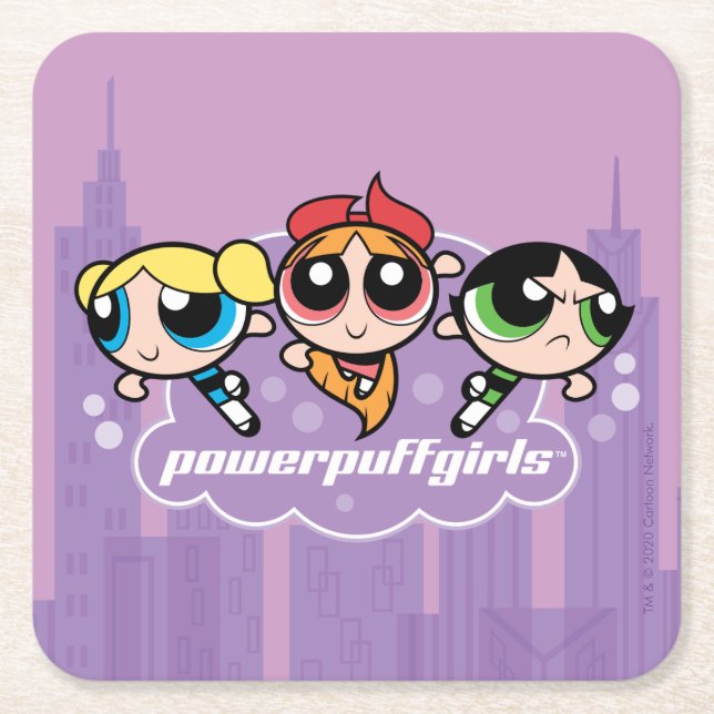 Powerpuff Girls Team Logo Rechteckiger Pappuntersetzer (Vorderseite)