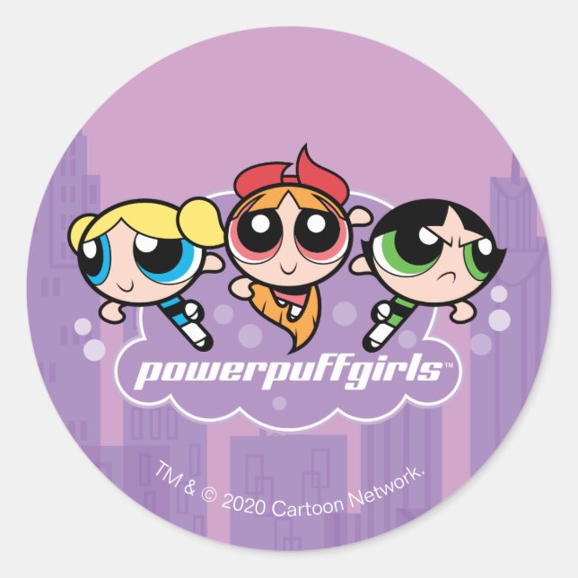 Powerpuff Girls Team Logo Runder Aufkleber (Vorderseite)
