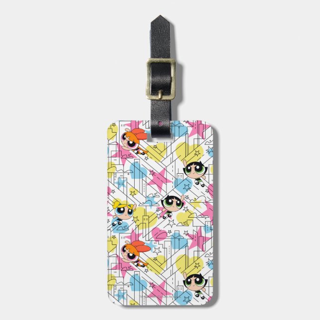 Powerpuff Girls Townsville Pattern Gepäckanhänger (Vorderseite vertikal)