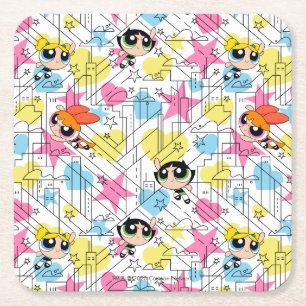 Powerpuff Girls Townsville Pattern Rechteckiger Pappuntersetzer