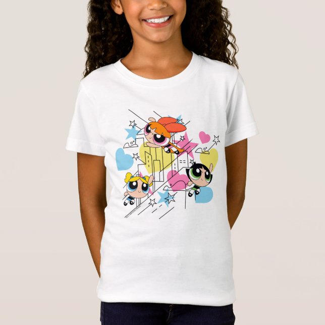 Powerpuff Girls Townsville Pattern T-Shirt (Vorderseite)