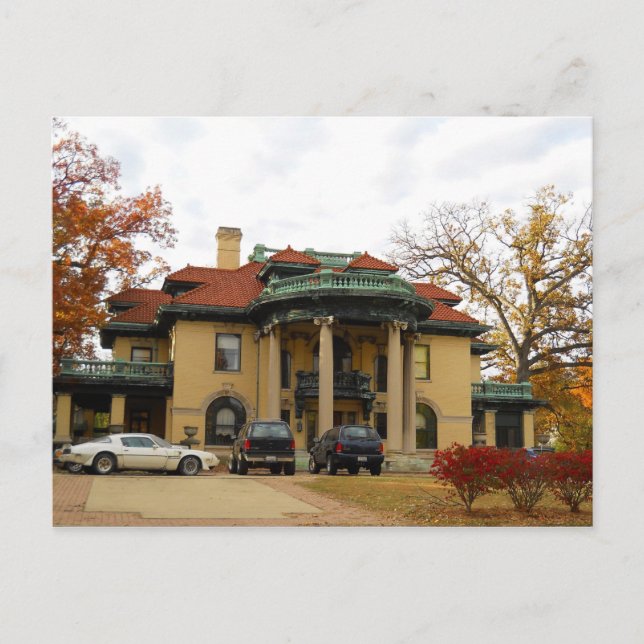 Powers Mansion, Decatur IL Postkarte (Vorderseite)