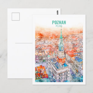Poznan Polen Bekannte Wasserfarbskizze für Reisen Postkarte