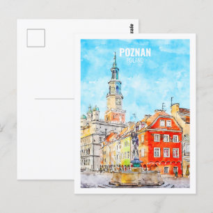 Poznan Polen Bekannte Wasserfarbskizze für Reisen Postkarte