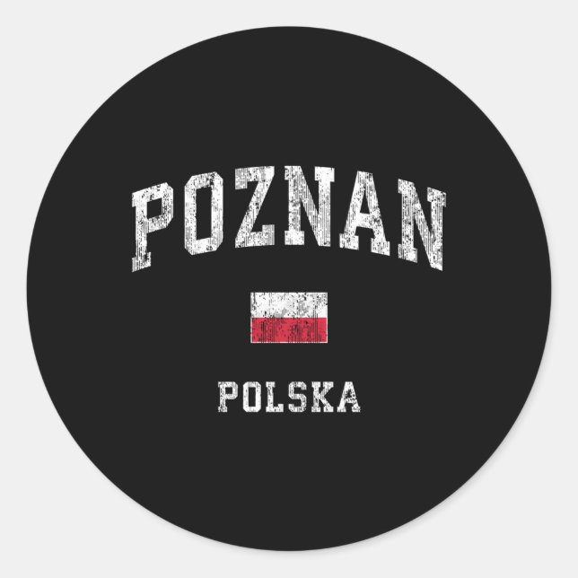 Poznan Polska Athletic Sports Runder Aufkleber (Vorderseite)