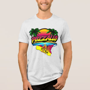 Pozzallo Sicilia Sonnenuntergang mit Palms T - Shi Tri-Blend Shirt