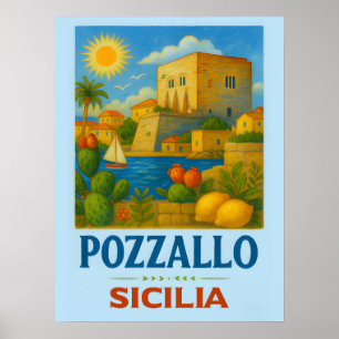 Pozzallo Sizilien mit La Torre Cabrera Poster
