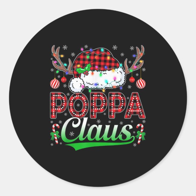 Ppa Claus Christmas Lights Matching Family Xmas Pa Runder Aufkleber (Vorderseite)