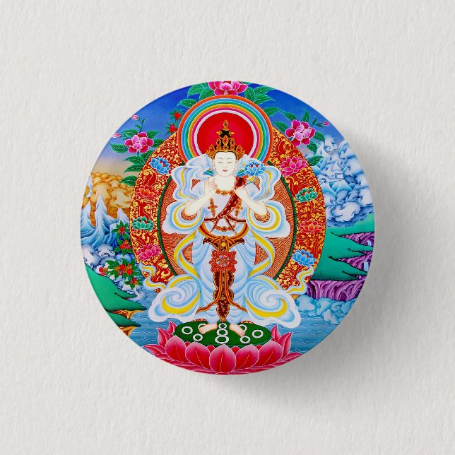 Prabhutaratna Buddha cooles orientalisches Button (Vorderseite)