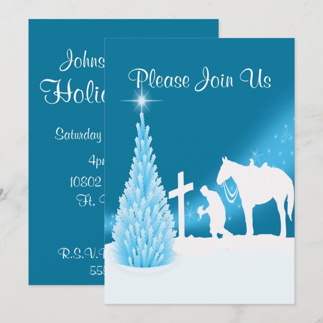 Prachen Cowboy Western Feiertag Einladung (Vorne/Hinten)