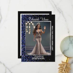 Prachtfoto Dankeskarten Royal Blau Glitter Dankeskarte