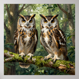 Prächtige Adler-Eulen Waldwahrzeichen Poster