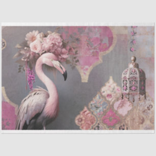 Prächtige Flamingo-Blumen- und Arabesken-Laterne Seidenpapier