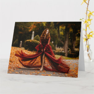 prächtige Frauen mit Herbstfaltkarte Karte