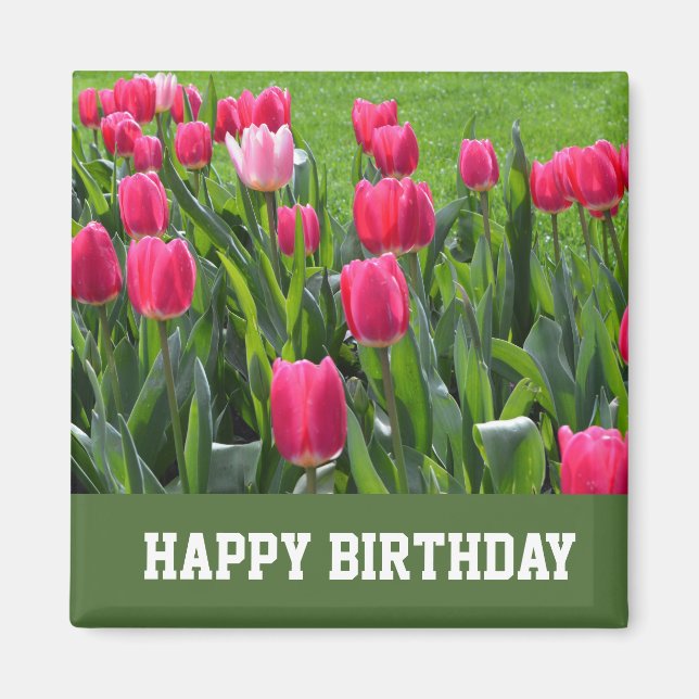 prächtige Frühlingspinke Tulpe Blume zum Geburtsta Magnet (Vorne)