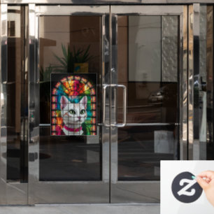 prächtige Glasfenster mit farbenfrohen Mosaiken Fensteraufkleber