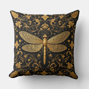 Prächtige Goldene Libelle mit floraler Kunst Kissen