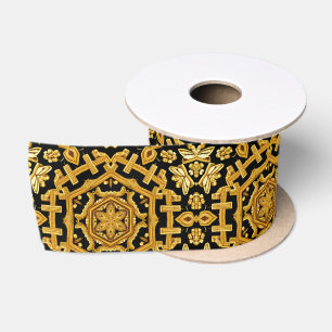 Prächtige goldene/schwarze historische Stoffe - ei Satinband