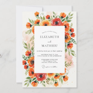 Prächtige Orange Sommerhochzeit Einladung