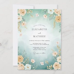 Prächtige Sommerhochzeit in Türkis Einladung