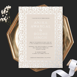 Prächtige, verzierte indische Hochzeit Neutral + S Folieneinladung