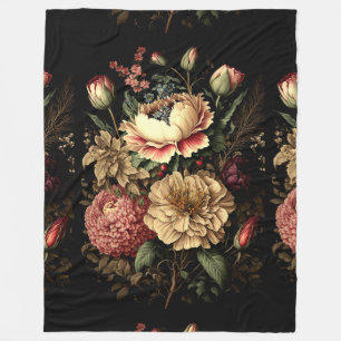Prächtige Vintage-Blumenanordnung  Fleecedecke