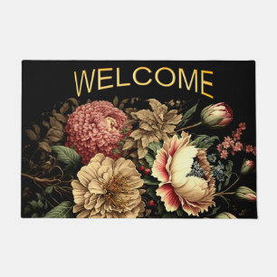 Prächtige Vintage-Blumenanordnung Willkommen Fußmatte