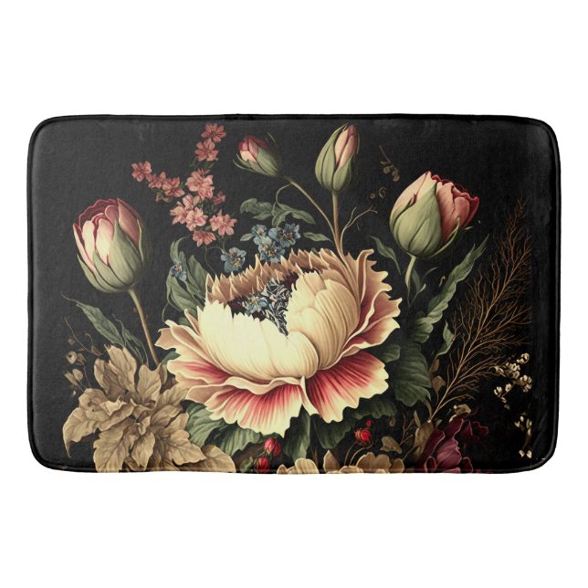 Prächtige Vintage Blumenordnung Badematte (Vorderseite)