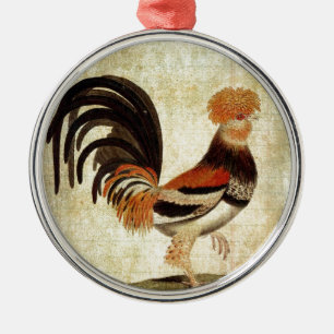 Prachtiger Hahn Silbernes Ornament