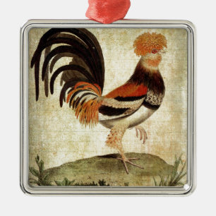 Prachtiger Hahn Silbernes Ornament