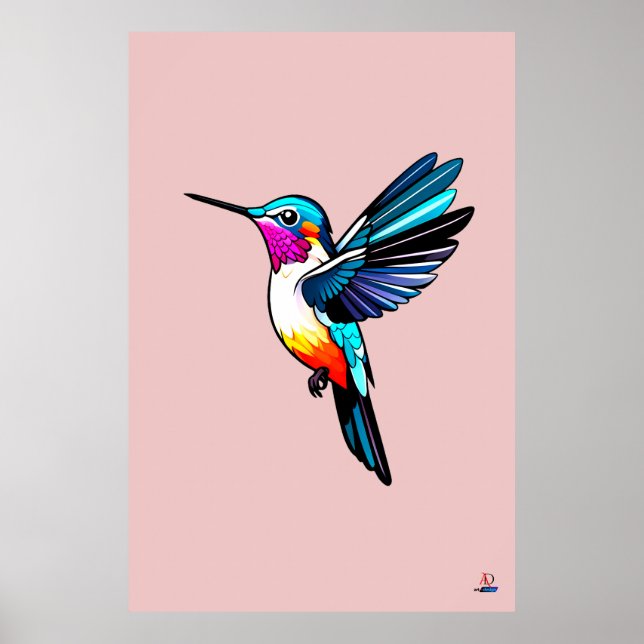 Prächtiger Kolibri - Farbige Illustration Poster (Vorne)