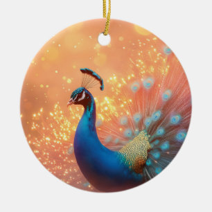 Prächtiger Pfau mit lebhaftem Gefieder Keramik Ornament