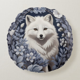 Prächtiger Polarfuchs im Stil von William Morris Rundes Kissen