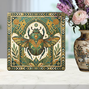 Prächtiger Scarabäus Smaragd Türkis Gold Art Nouve Fliese