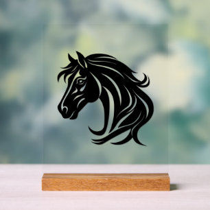 Prächtiger schwarzer Pferdekopf Acrylschild