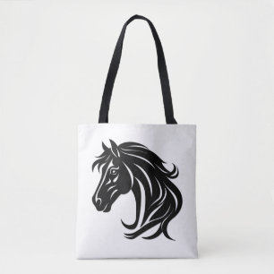 Prächtiger schwarzer Pferdekopf   Tasche