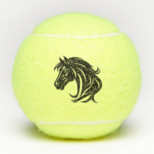 Prächtiger schwarzer Pferdekopf Tennisbälle